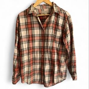 💰Vintage Abercrombie & Fitch Orange and Cream Plaid Shirt